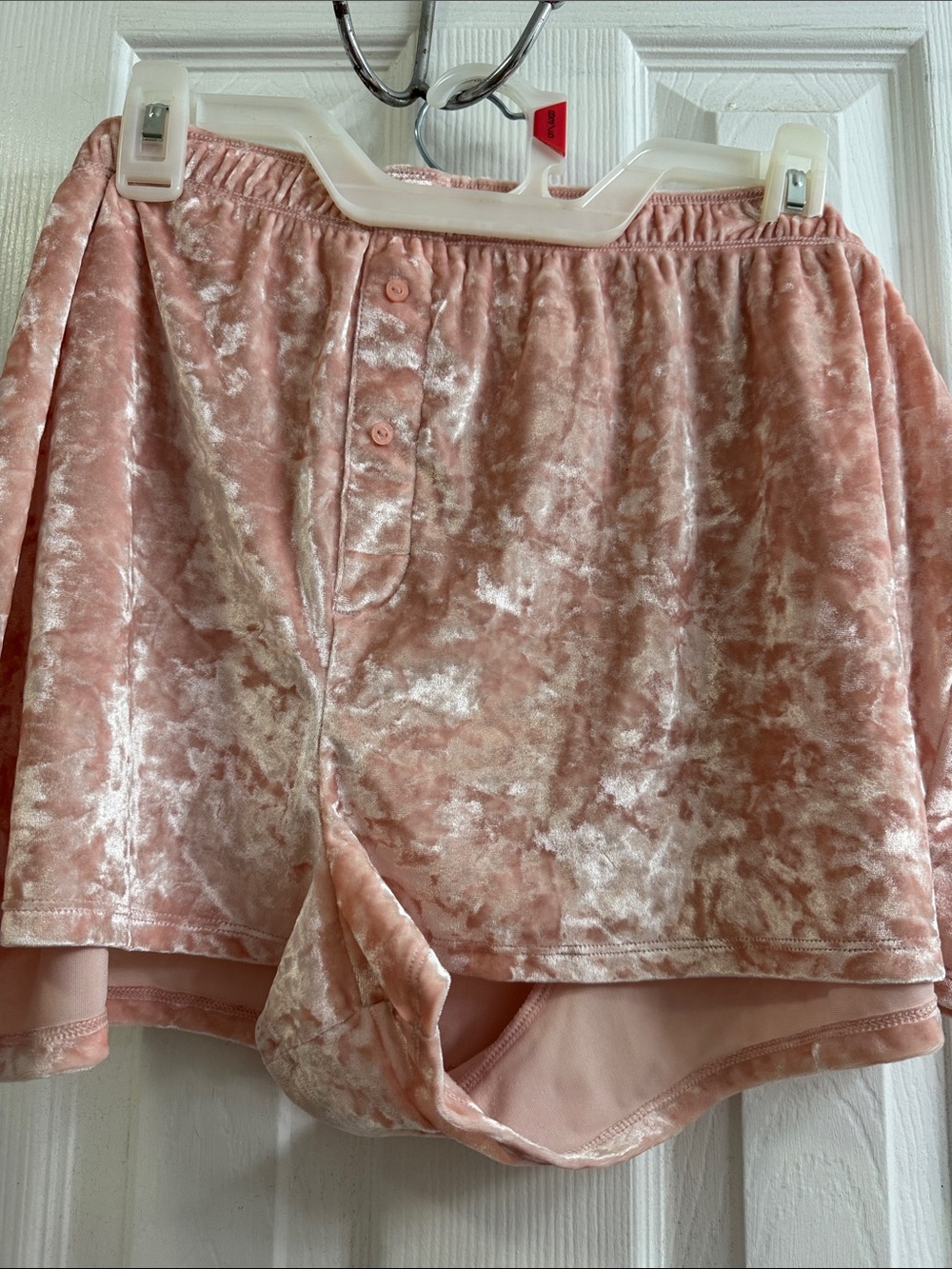 Pink Crushed Velvet  Lounge Shorts